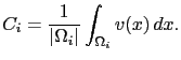 $\displaystyle C_i = \frac{1}{\vert\Omega_i\vert} \int_{\Omega_i} v(x)\,dx.$