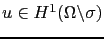 $ u\in H^1(\Omega\backslash\sigma)$