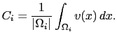 $\displaystyle C_i = \frac{1}{\vert\Omega_i\vert} \int_{\Omega_i} v(x) dx.$