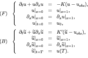 \begin{displaymath}\begin{array}{rl} (F) & \left\{ \begin{array}{rcl} \partial_t...
...etilde{u}\vert _{t=T} &=& u(T). \end{array} \right. \end{array}\end{displaymath}