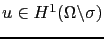$ u\in H^1(\Omega\backslash\sigma)$