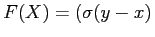 $ F(X)=\left(\sigma (y-x)
\right.$