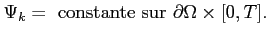 $\displaystyle \Psi_k = \textrm{ constante sur } \partial \Omega\times [0,T].$