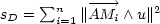 sD = ∑ni=1∥-A-→Mi ∧u∥2  