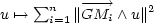     ∑n   --→
u ↦→   i=1∥GMi ∧ u∥2  